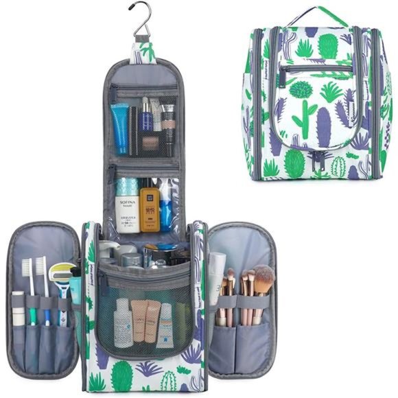 Hanging Travel Toiletry Bag Cosmetic Make up Organizer for Women Cactus Bag - Picture 4 of 7